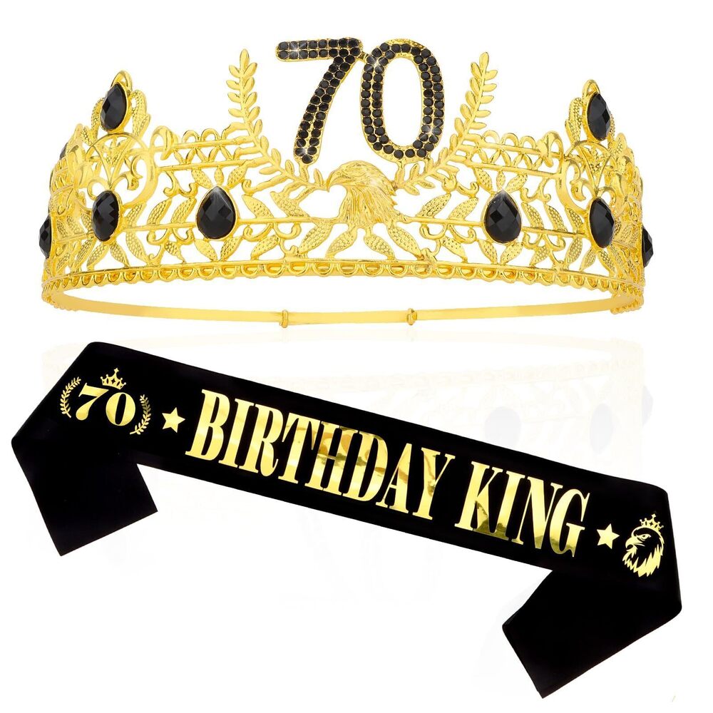 7005 70th Birthday Decorations , 70th Birthday Sash & King Crown, 70th